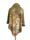 Vintage Floral Fruit Silk Scarf Earth Tones Olive Gold Brown Large Square #A65