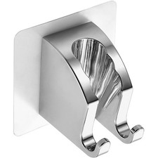 Chrome Handheld Shower Head Holder with 2 Hanger Hooks Strong Adhesive Shower...