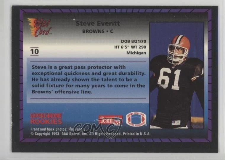 1993 Wild Card Superchrome Rookies Steve Everitt #10 RC - Image 2 of 2