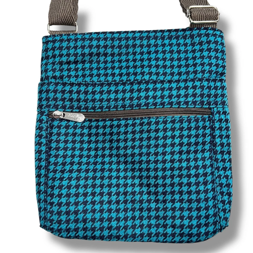 Thirty One Mujer Bandolera Bolso de Hombro Cartera Mezcla de Lana Pata de Gallo Verde azulado Negro Foto 2 de 4