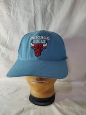 VTG 90s Chicago Bulls Snapback Hat Cap Twill Plain Blue
