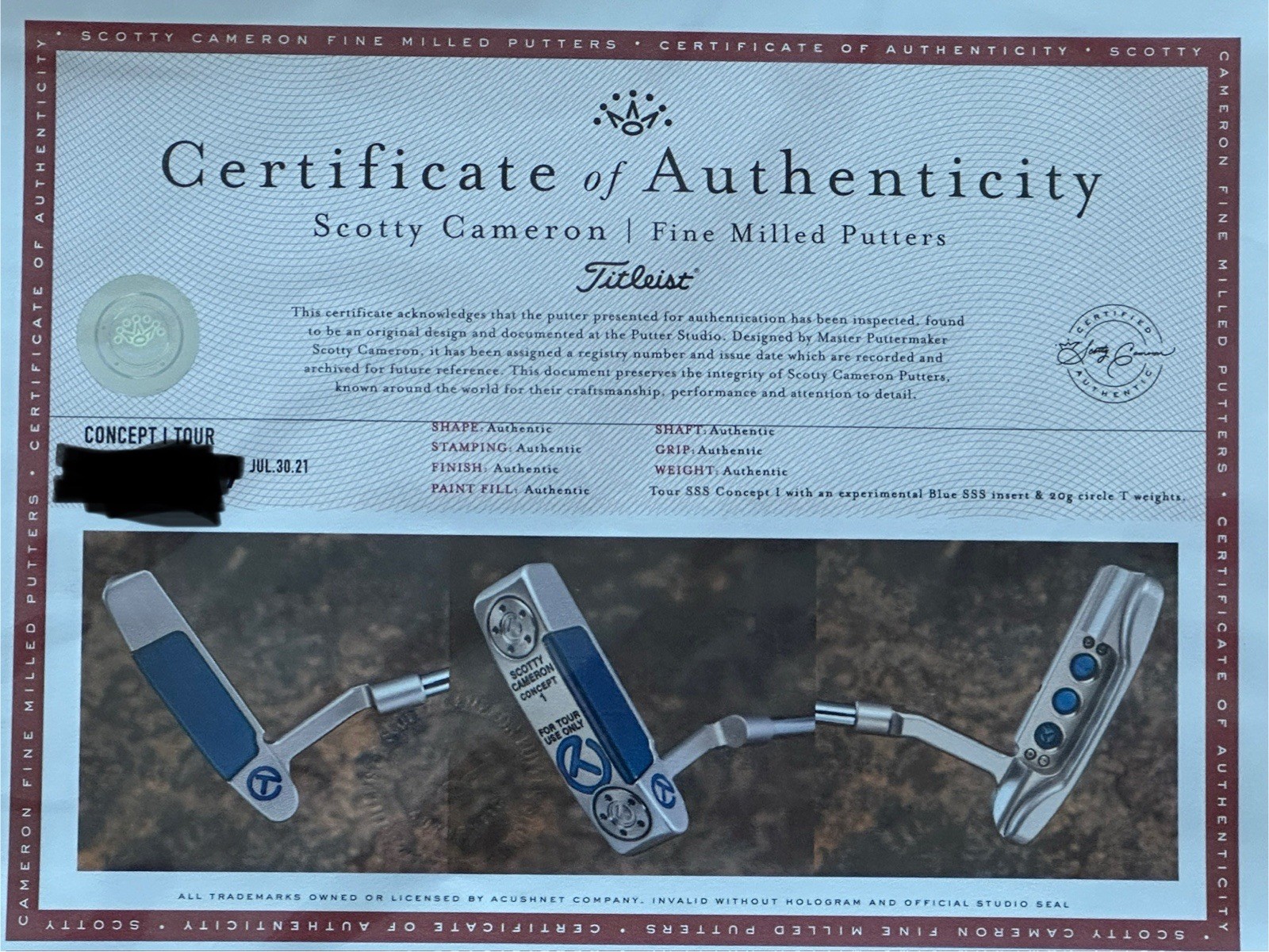 A054772, the certificate in an eBay listing's photos