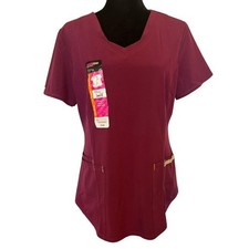 NWT Scrubstar Maroon Short Sleeve Scrub Top Size Medium
