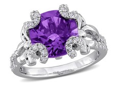 4.10 Carat ctw Amethyst and White Topaz Ring Sterling Silver