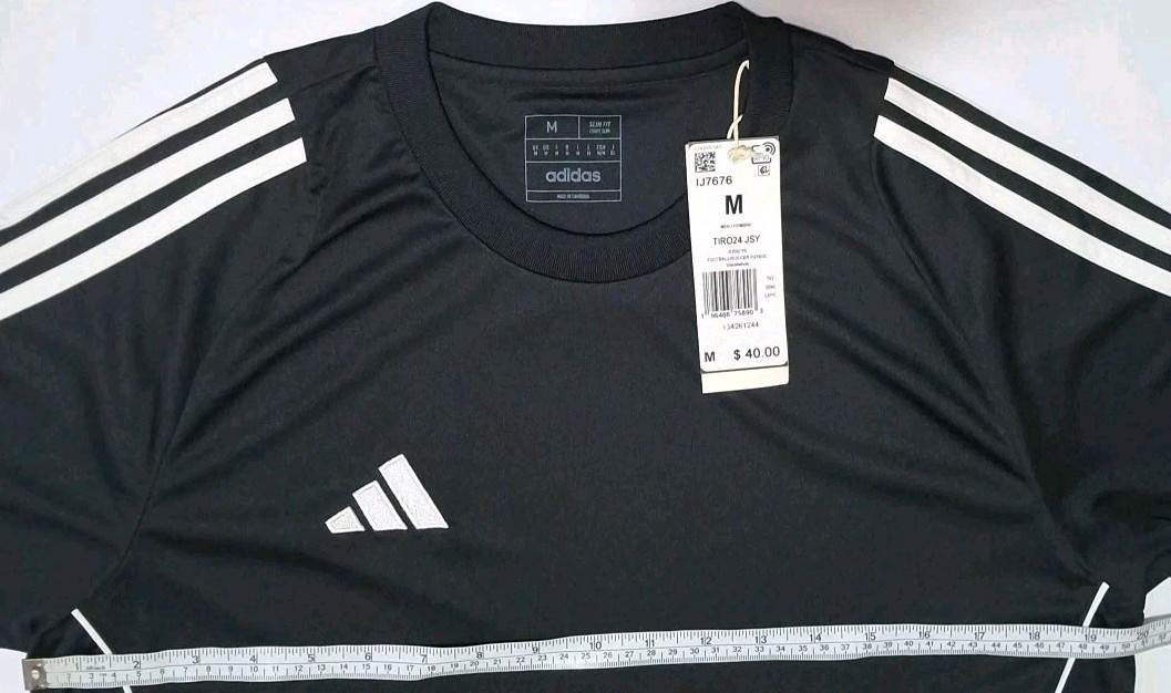 Adidas IJ7676 Men's Medium- Tiro 24 3-Stripes Soccer Jersey, Black