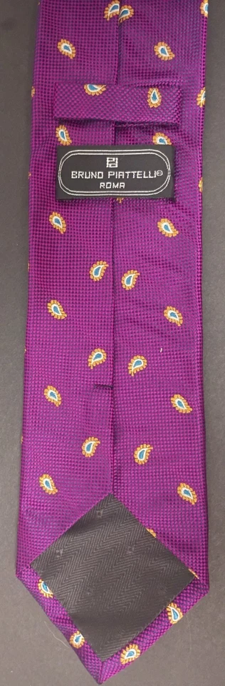 Corbata de cuello "Bruno Piattelli" 100 % seda púrpura, dorado, azul cachemira 61 -1/2" Foto 4 de 4