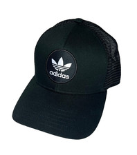Adidas Originals Mesh Snapback Cap Hat Circle Patch Logo OSFM Black Adjustable