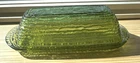 VTG MCM Anchor Hocking Soreno Avocado Green Covered Stick Butter Dish Glass MINT