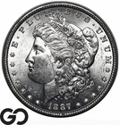 1887 Morgan Silver Dollar Coin, Lustrous White BU++