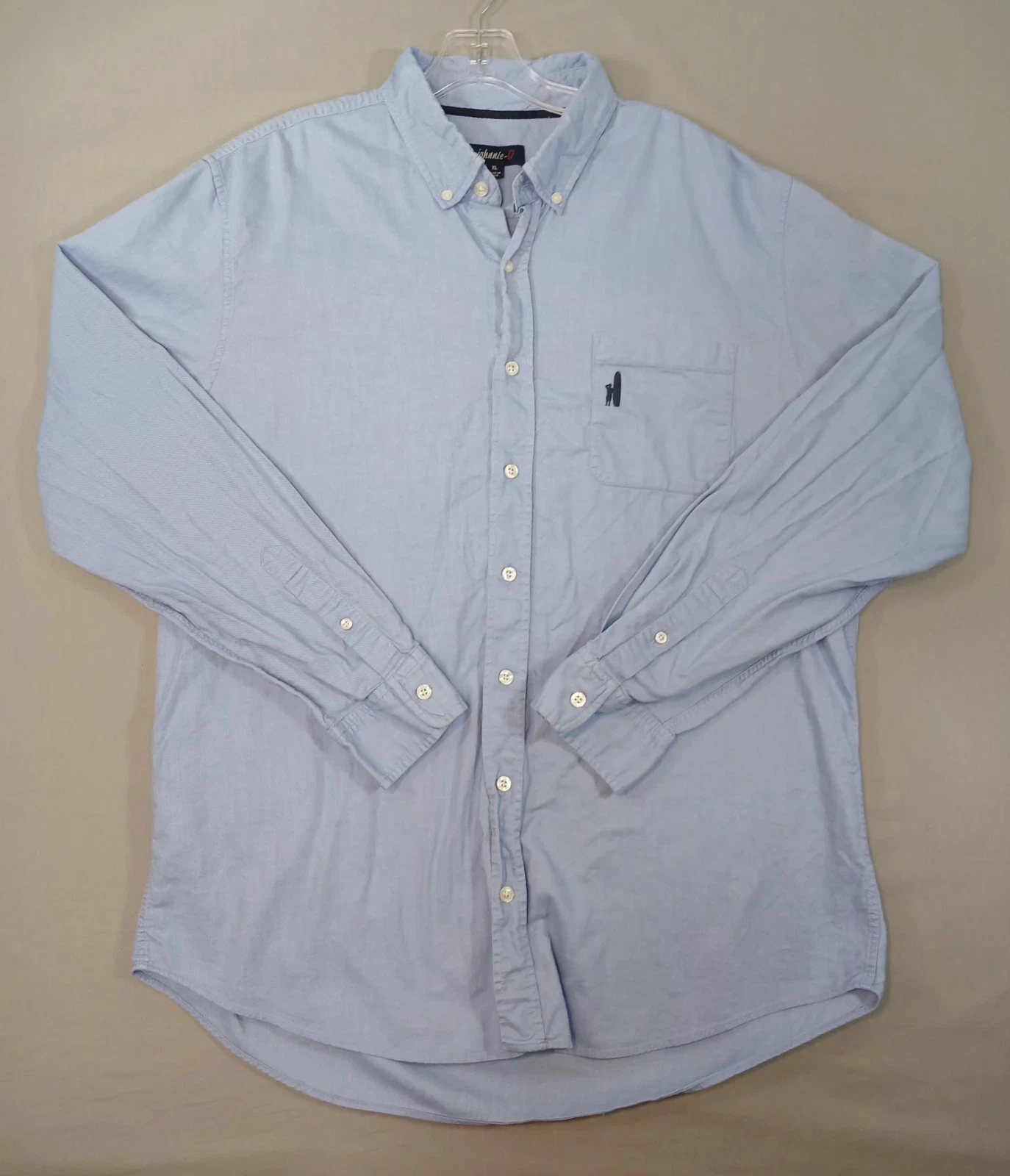 Johnnie-O Adult Mens Button Down Shirt XL Long Sleeve Blue Cotton Pocket Logo