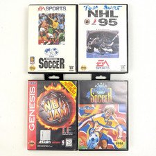 Sega Genesis Game Lot of 4 Fifa Soccer NHL 95 NBA Jam World Trophy Soccer
