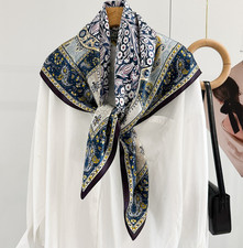 100 Silk Mulberry 35'' Scarf For Women Neckerchief Wrap Yellow cashewPrint new