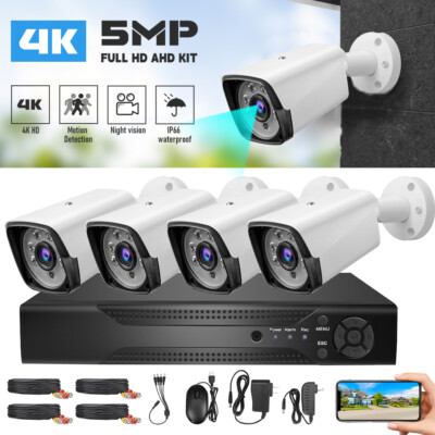 4CH CCTV Security Camera System 1080P 4K Full HD Outdoor Camera Home DVD IP66
