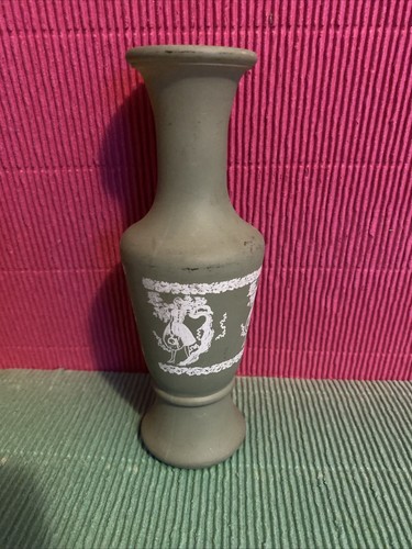 Avon Imitazione Cuneo Diaspro Bud Vaso Verde Vetro Smerigliato 6" Vintage - Foto 3 di 9