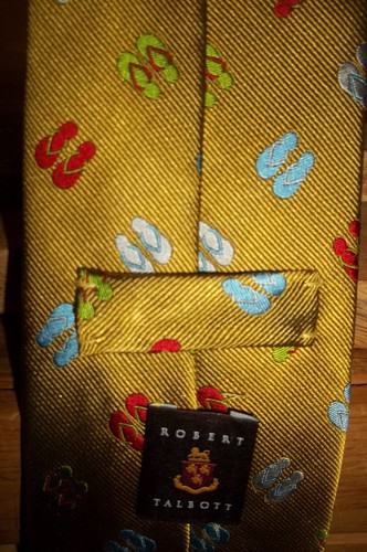 ROBERT TALBOTT Silk Men's Tie Gold w/ flip flops 60x3.25 NWT Made in USA - Picture 4 of 13