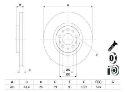 Original Bosch brake disc 0 986 479 G82 for Fiat