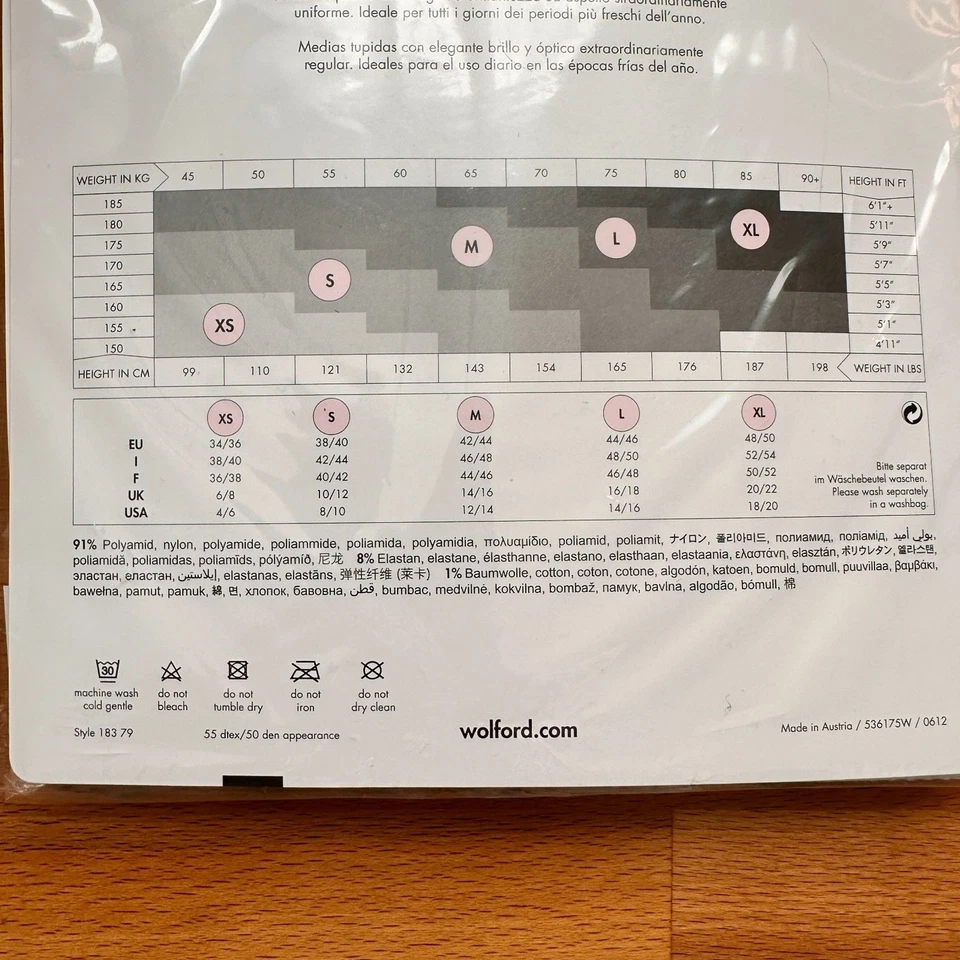 RARO Wolford Satin Opague 20 Medias en Vino Ciruela (Descontinuado) Nuevo Con Etiquetas Talla S Foto 3 de 4