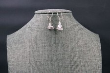 White Clear Sea Glass Bead Dangle Earrings