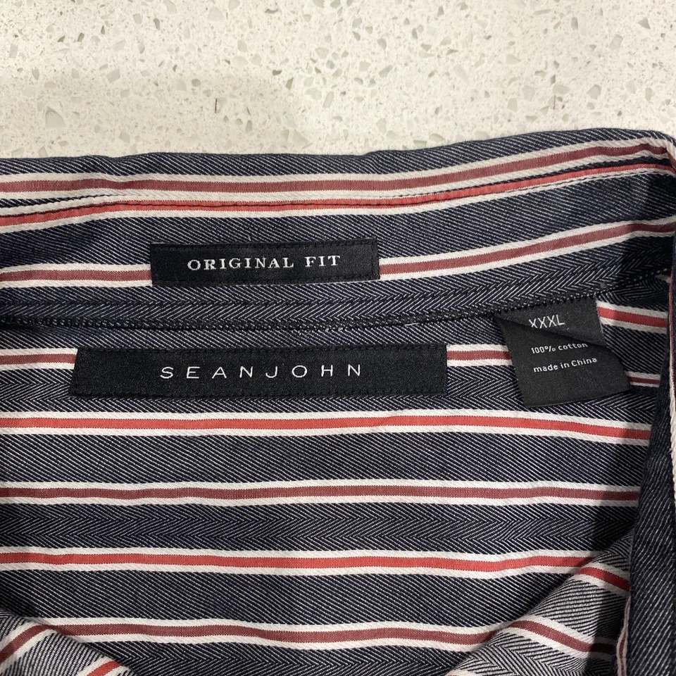 Sean John Mens Purple Black Stripped Long Sleeve Tailored Fit Shirt  Sz 3XL - Image 2 of 4