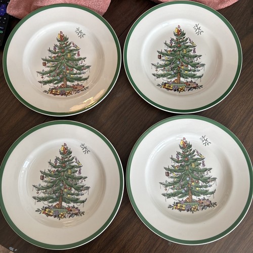Lot 4 Spode Christmas Tree Dinner Plates S3324 10 3/4" Made in