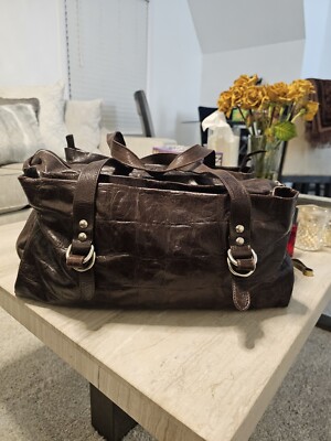Gianni Chiarini Genuine Leather Handbag Made Italy Large Brown Tote Bag Vintage 