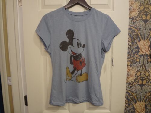 Authentic Disney Mickey Mouse T-Shirt (Womens, Large, Blue/Grey) New With Tags