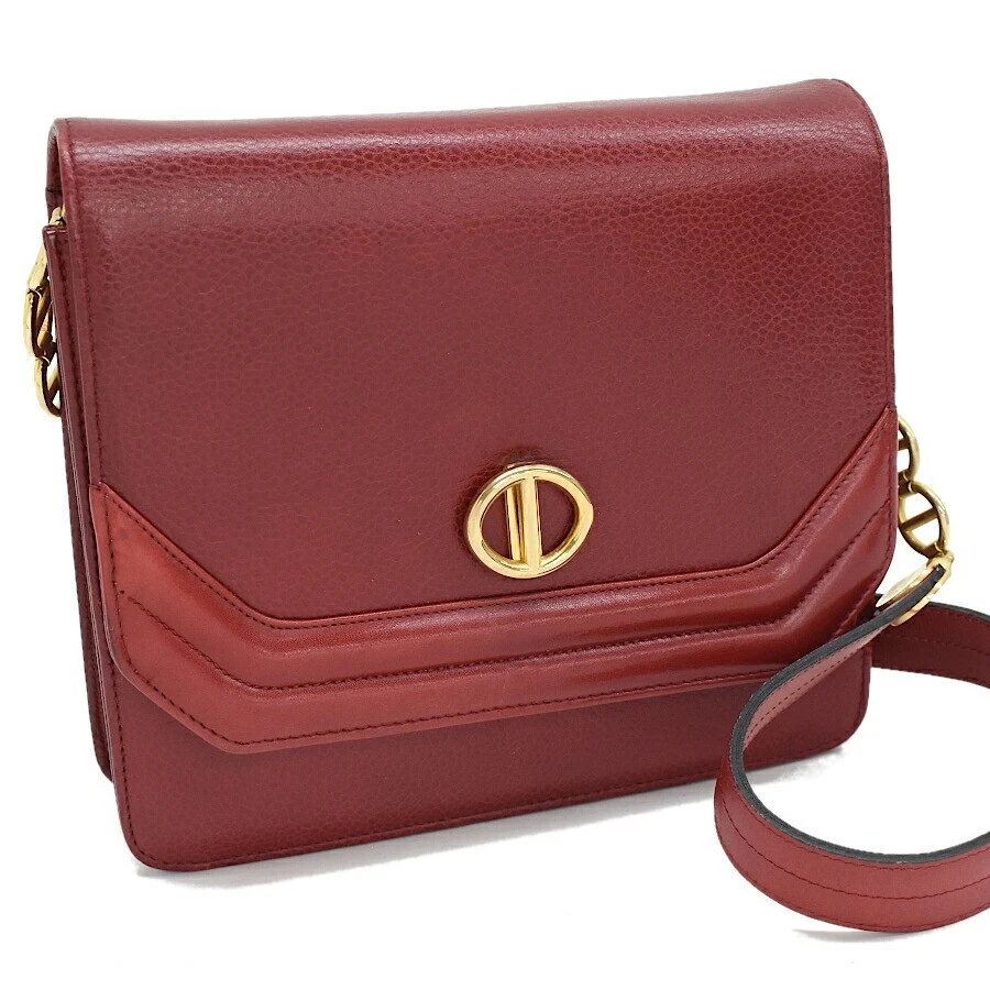 Sac bandoulière Christian Dior pochette cuir rouge doré quincaillerie aimant
