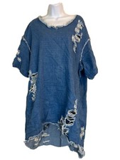 Women's Blue Fashion Nova Distressed Dress. Size 3X. 100% Cotton.