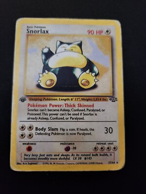 Pokemon Jungle 1st Edition Snorlax Non-Holo Rare 27/64 | eBay