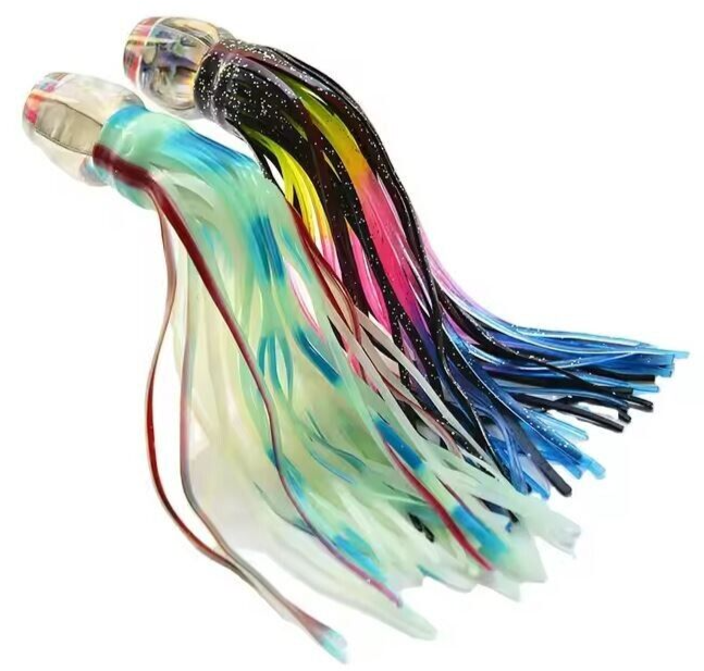 6 Esche Da Traina Per Pesca D'altura - Marlín, Tonno, Mahi Mahi - Gonna In Silicone 17cm - Foto 3