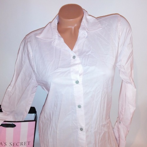 Victoria Secret Sleep Shirt XS Light Pink Boyfriend Style Solid Long Sleeve New - Picture 3 of 6