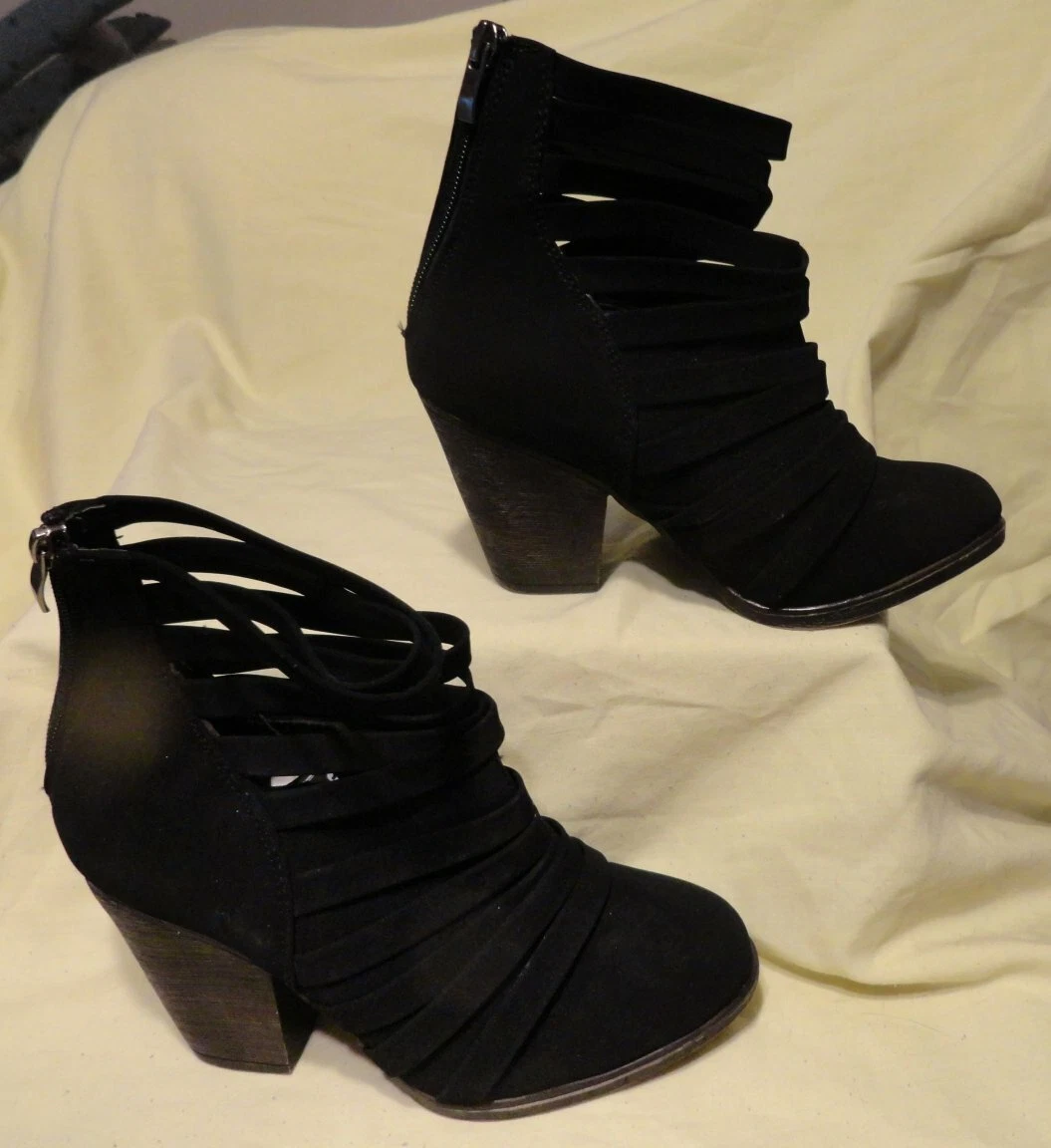 Black strappy ankle clearance boots