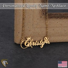 Custom Name Necklace Crown Butterfly Stainless Steel Nameplate Pendants Necklace