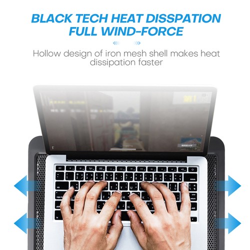 Laptop Cooling Pad with 3/5/6 Fan Notebook Cooler Stand Holder Dual USB 12"-17" - Afbeelding 4 van 40