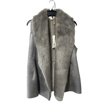 Nwt Love Stitch Faux Fur Grey Vest Large Suede