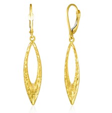Wellingsale 14k Yellow Gold Diamond Cut Hanging Earrings (45 x 8 mm)