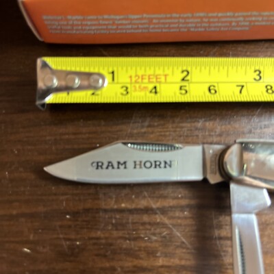 Marbles Barlow Pocket Knife MR365 Steel, Ram Horn. NIB.