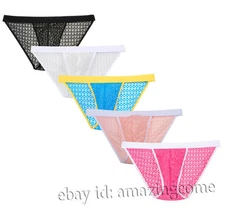 Men Sheer Lace Brief Botom Underwear Skimpy Shorts Open Crotch Mini Boxer Briefs