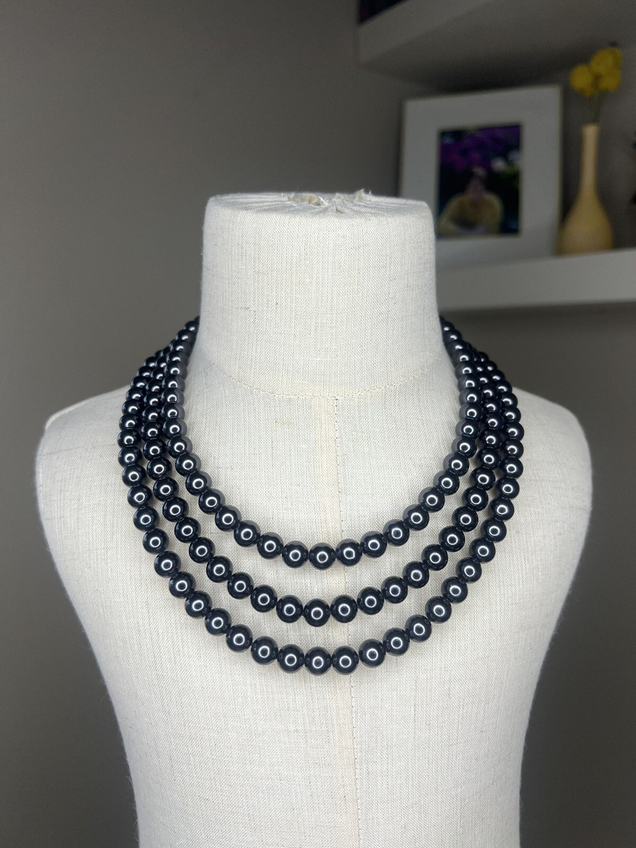 VTG ELIZABETH TAYLOR for Avon Faux Black Pearl Necklace  display picture 2