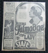 1925 THE LADY / IS LOVE EVERYTHING 8.5x10" Movie Print Ad FN 6.0 Norma Talmadge