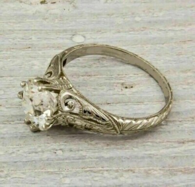 2.2Ct Art Deco Style Round European Lab Created Diamond Engagement Silver Ring