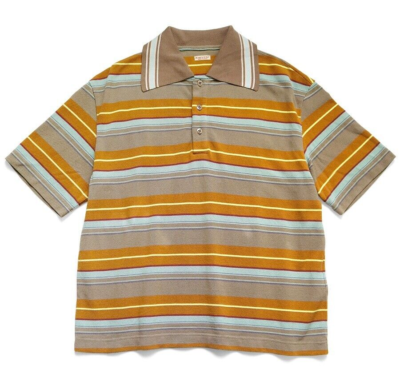 ASK availability First) KAPITAL Multi-Stripe Pique Polo with Rugby