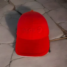 Fagor Arrasate Letters/Logo on Red Hat Cap Company for Metal Cutting Machines