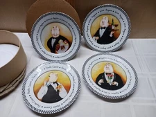 Mud Pie "Butler"Design Appetizer/Snack Plates 8” Set Of 4 - Original Box