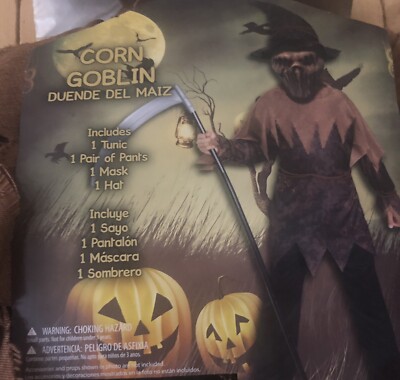 FARM *CORN GOBLIN * HALLOWEEN COSTUME * BOYS SIZE MEDIUM (8-10) *SCARECROW *