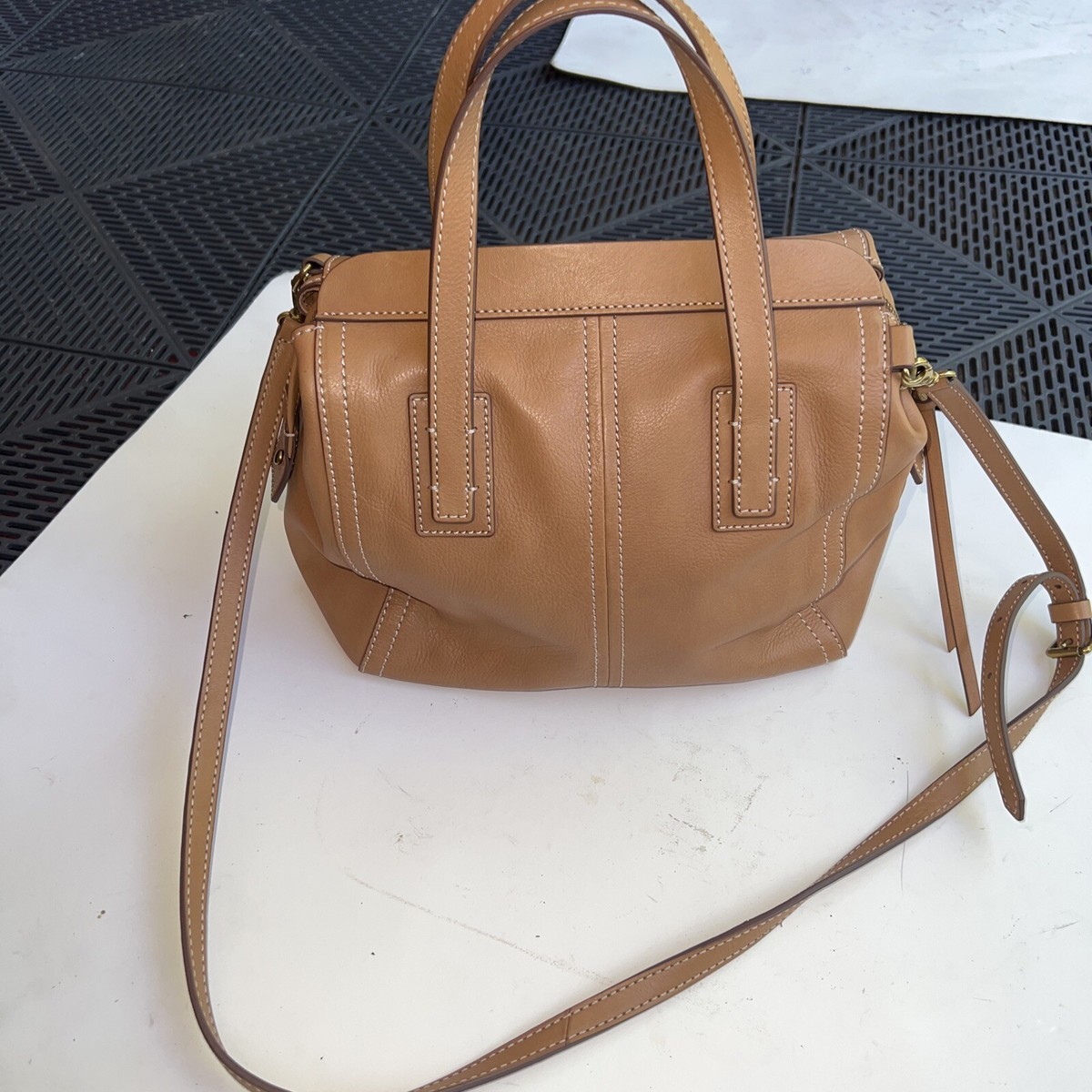 FOSSIL BROWN LEATHER SATCHEL / SHOULDER BAG 2 WAYS | eBay