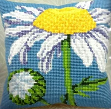 DIY Collection D'Art Marguerite Flower Needlepoint 16" Pillow Top Kit