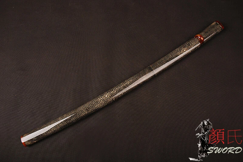 Funda de saya envuelta en piel de rayo con accesorios de cuerno de buey amarillo para espada katana japonesa Foto 2 de 4