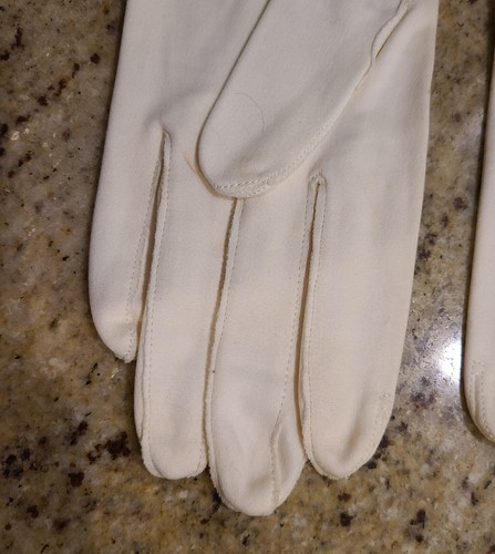 Vintage Womens Size M/L Off White Cotton Formal 11.5" Long Gloves Millan *stains - Picture 8 of 23