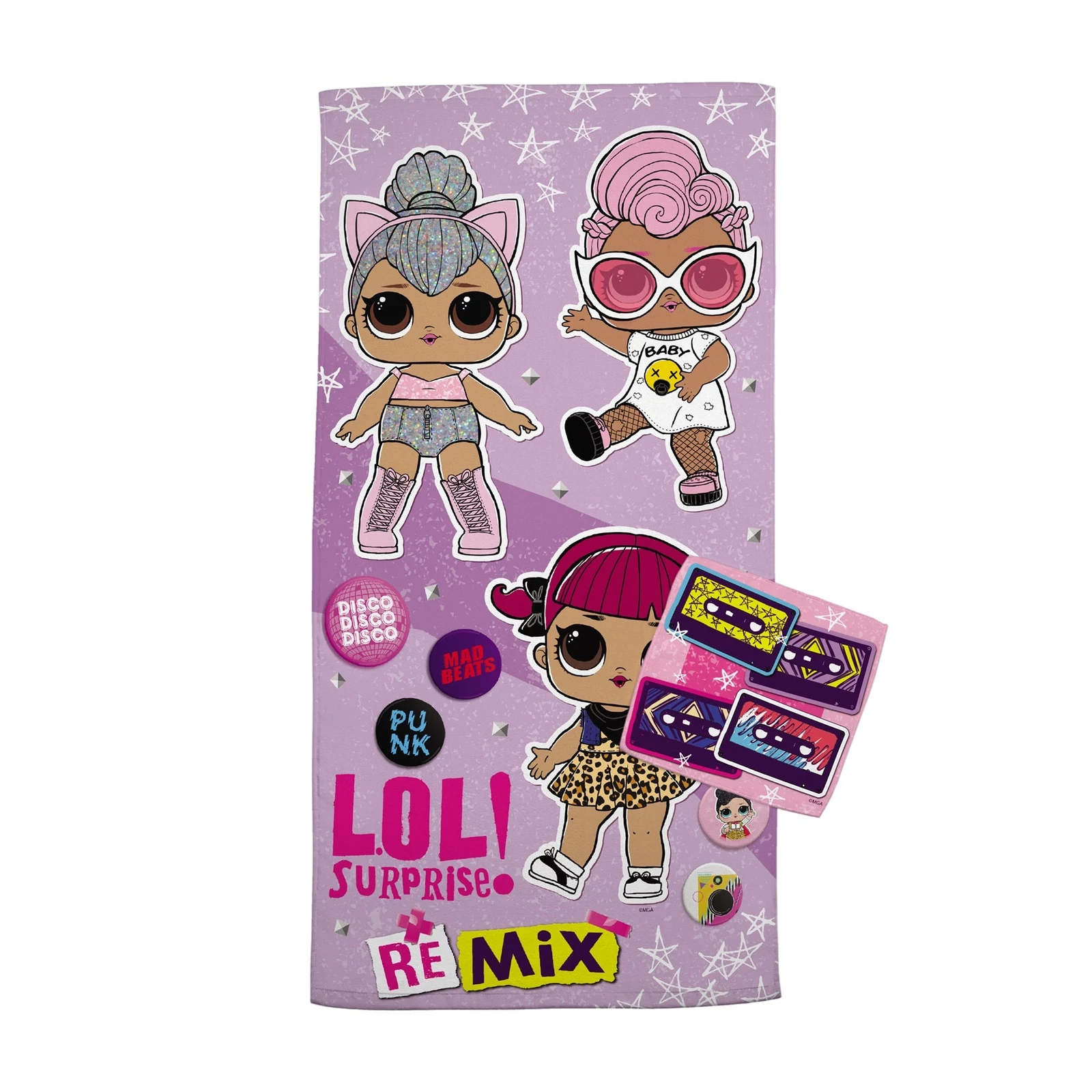 L.O.L Surprise! Kids Bath Towel and Wash Cloth, 2-Piece Set, Cotton, Purple. MGA